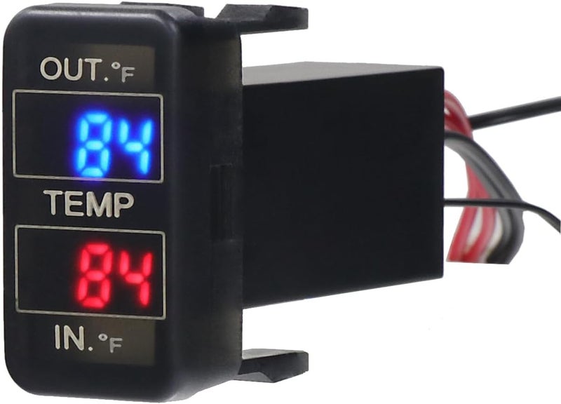 Timloon Car Internal and External Temperature Display, Fahrenheit Temperature, Dual Temperature Sensors Use for Toyota Hilux VIGO,Coaster,Corolla ex,Yaris(Type B) - Image 1
